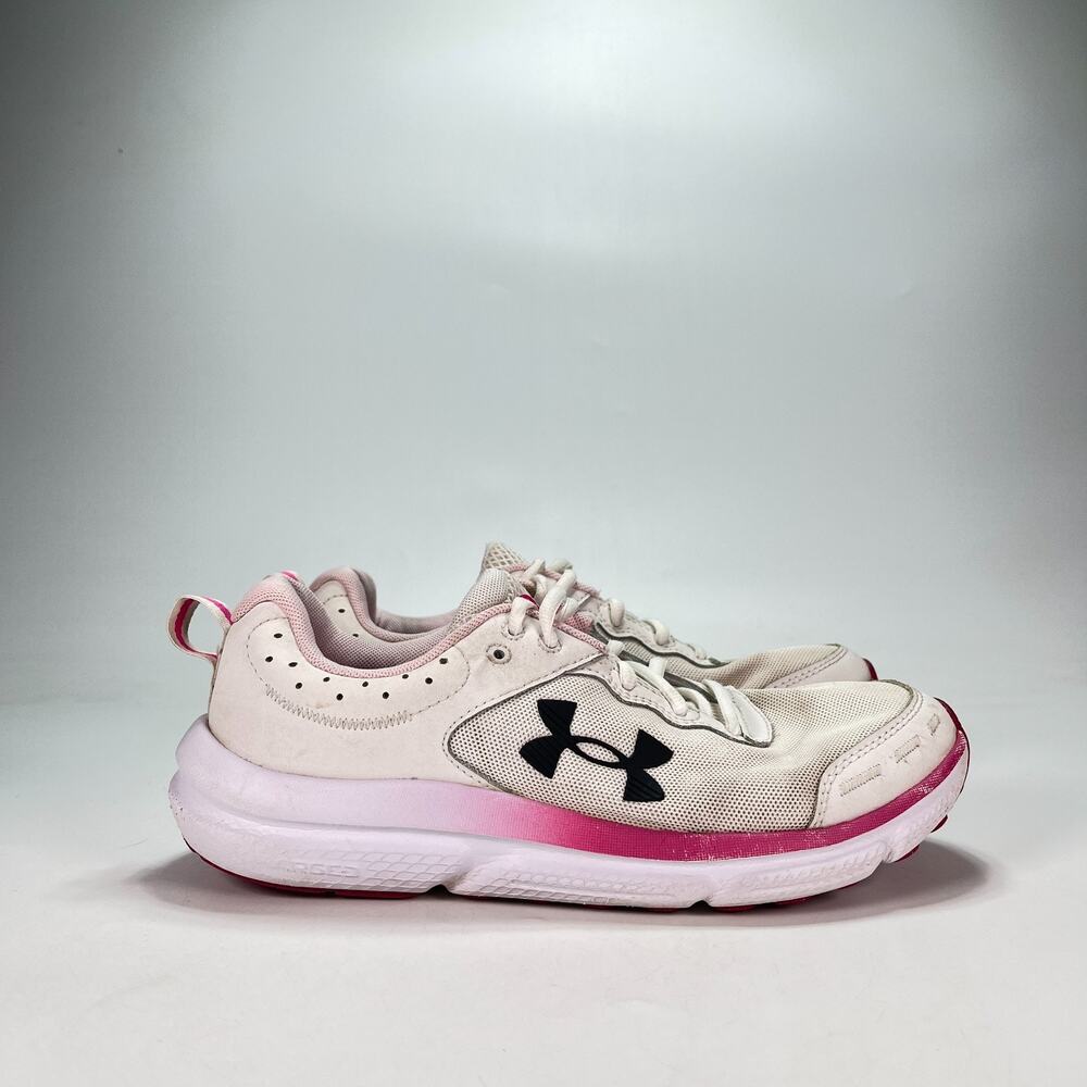 Under Armour Charged Assert 10 White Pink Running Shoes 3026179-102 Women's Sz 9